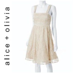 Alice + Olivia Molly Beige Lace Dress Size 6 Brand New With Tags